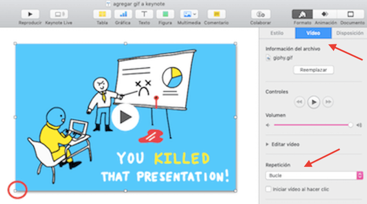 como agregar gif a keynote